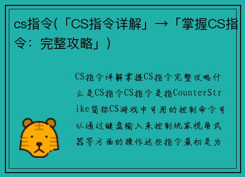 cs指令(「CS指令详解」→「掌握CS指令：完整攻略」)